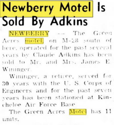 Green Acres Motel - Jul 1963 Motel Sold